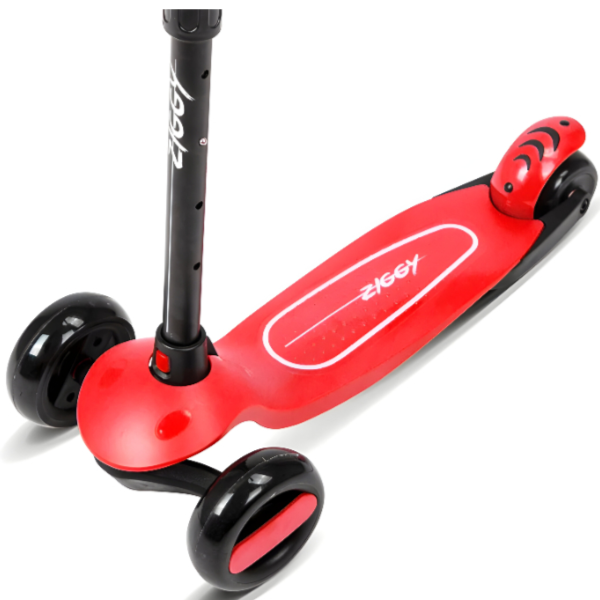 Ziggy 3 Wheel Tilt Scooter With Height Adjustable Handle For Kids-with Led Light - Red   (SRSC57)