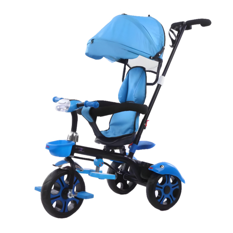 4 In 1 Children Tricycle Stroller With Umbrella Push Ride On  For Kids - BLUE - TLWD49