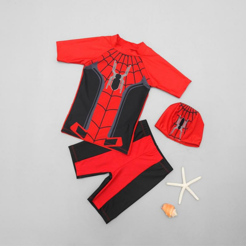 Two Pieces Swimsuit Spiderman Black/Red