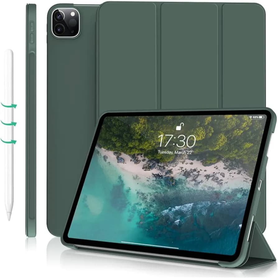 Book Cover Smart Case for iPad 12.9 Inch - Dark Green