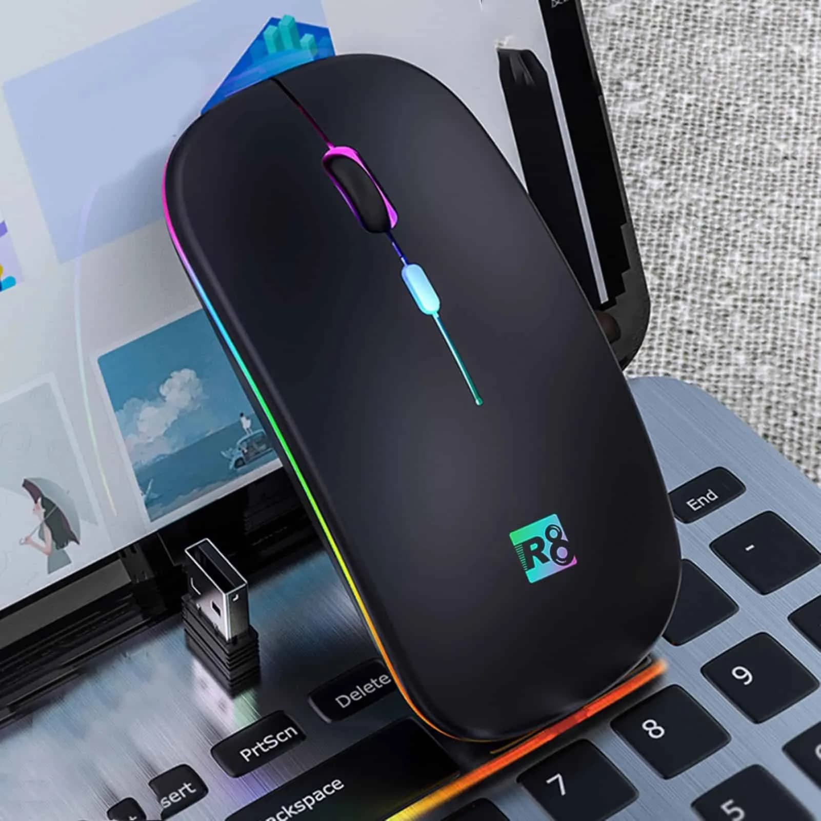 Wireless mouse RGB LED - R8 1715 Black