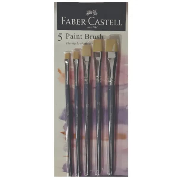Faber Castell Synthetic Hair Flat Tip Brush-Pack Of 5 Pieces (BHFC23)