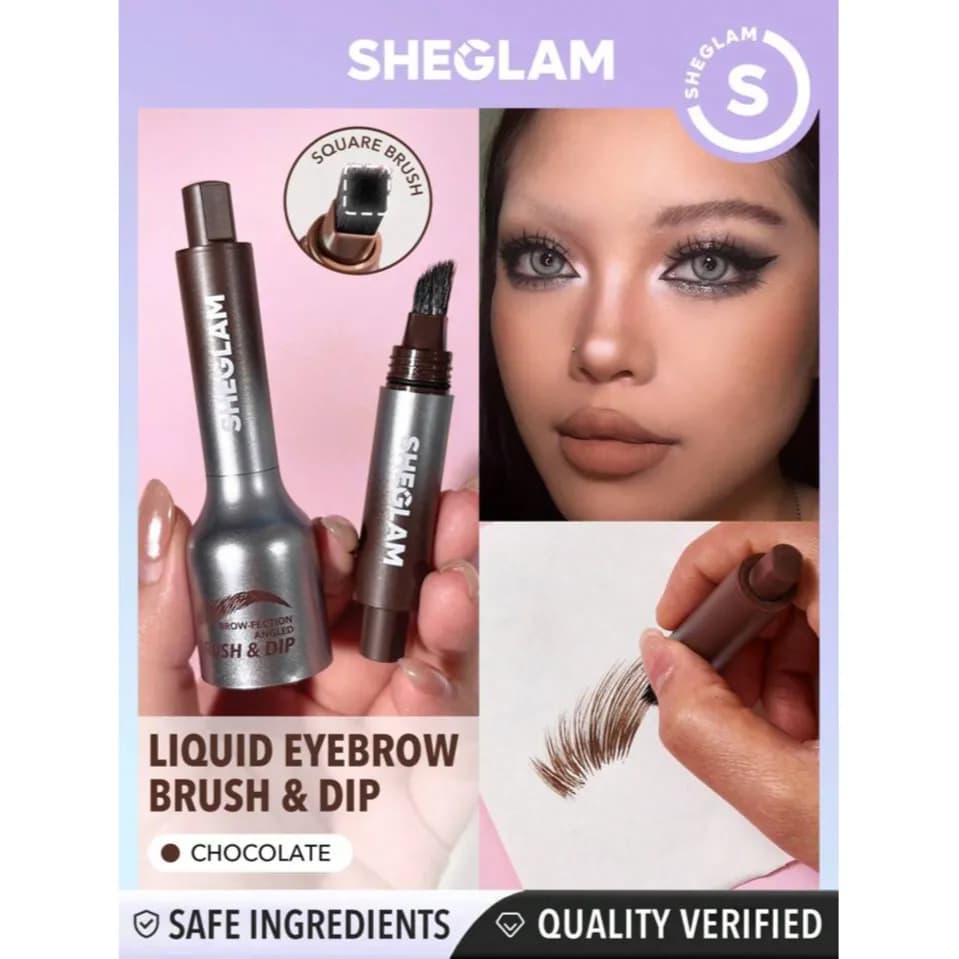 SHEGLAM SOFT BROW FECTION ANGLED BRUSH & DIP CHOCOLATE