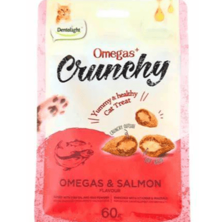 DENTALIGHT CRUNCHY CAT TREATS OMEGAS & SALMON FLAVOUR 60G