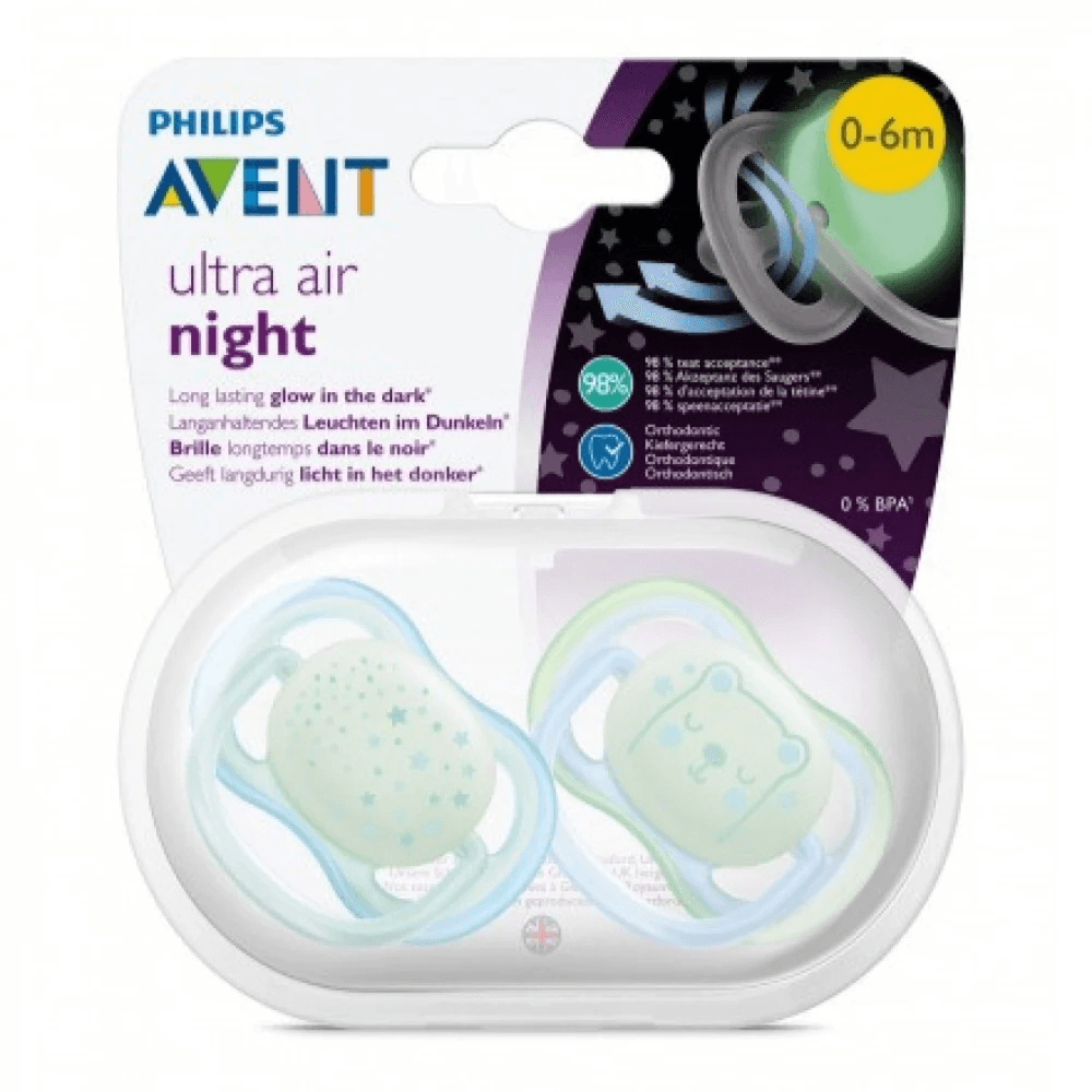 AVENT SOOTHER ULTRA AIR NIGHT 0-6M+ X2 GIRL