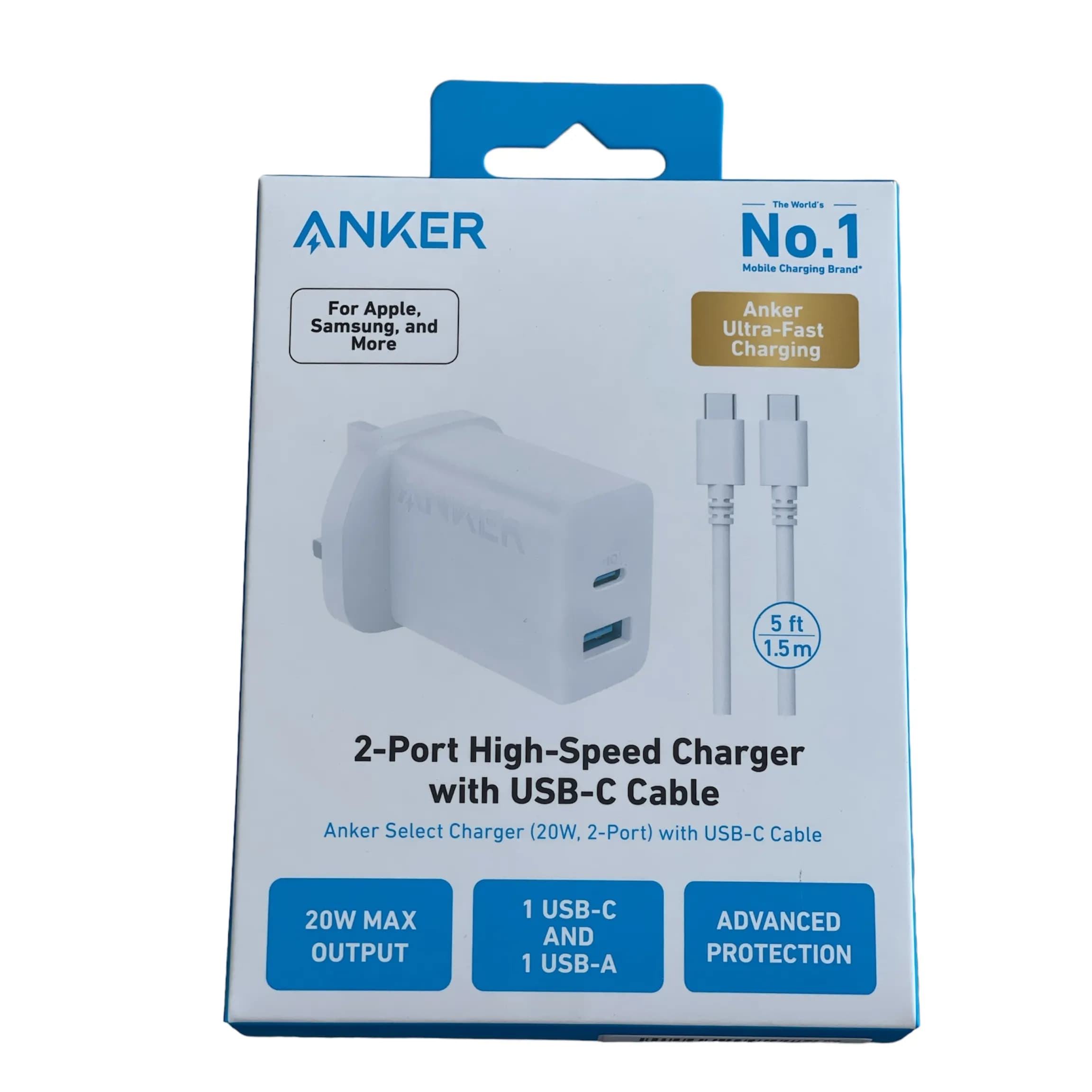 Anker select charger 20w .2port usb-c cable