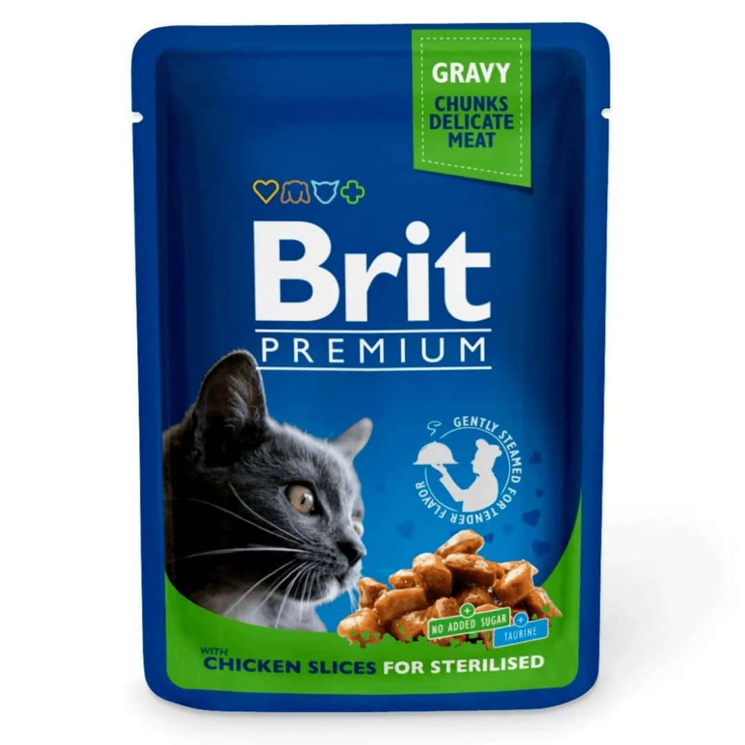 Brit Premium Cat Pouch Chicken Slices for Sterilised 100 g