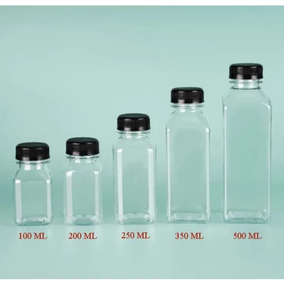 Juice Bottle Clear Square 100 ml -10 Pcs