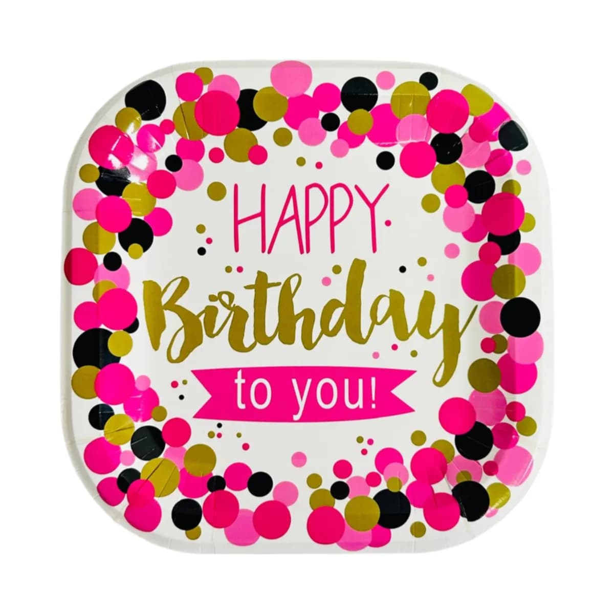 Happy Birthday Themed Birthday Party  Disposable Plates-Pack Of 6 Pieces-Small Size - (Pink) - (PIGC212)