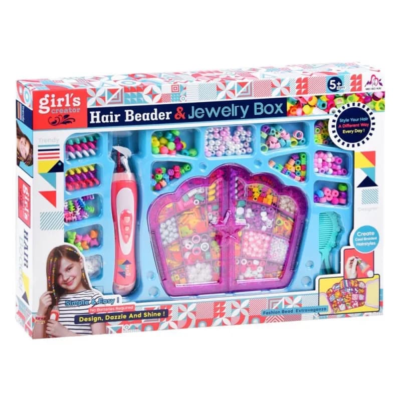 GIRLS CRATOR HAUR BEADER & JEWELRY BOX TOYS