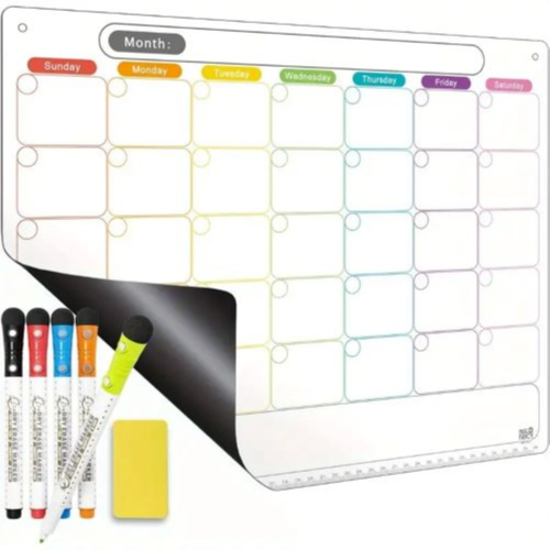 Monthly Fridge Calendar Whiteboard With Extra-Thick Magnet