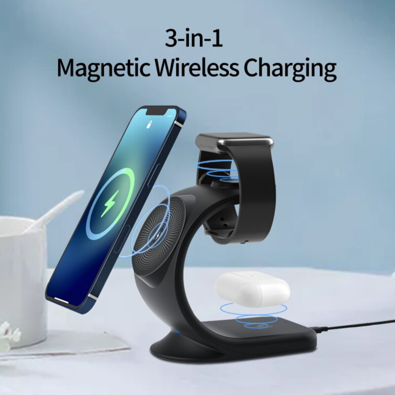 3 in 1 Magnetic Wireless Charger Stand (White)