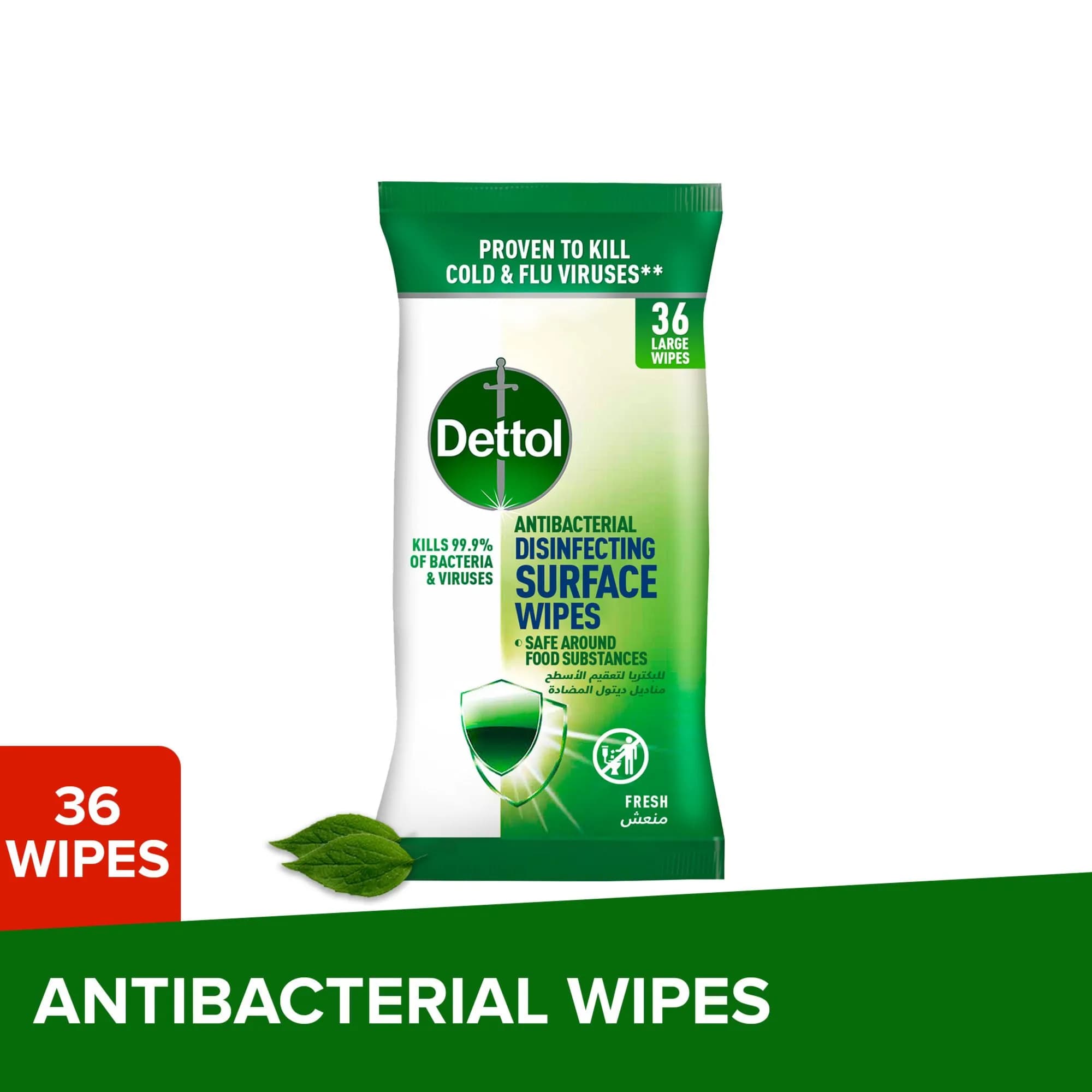 Dettol Antibacterial Large 36`s Wipes