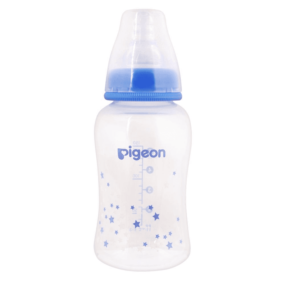 Pigeon Flexible Blue boy Plastic Nursing Bottle with Peristaltic Round hole Nipple Small 0+months Stream Line shape 150ml code:PA78272