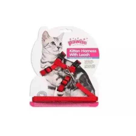 PAWISE KITTEN HARNESS (14.5-25/18-30CM) W/1.2 LEASH - S Red