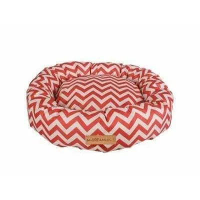 TASMANIA ROUND CUSHION RED & WHITE