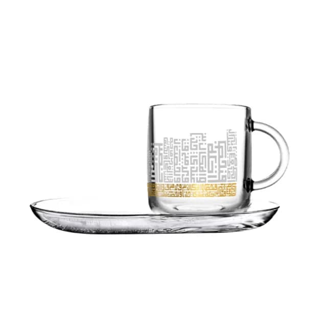 Dimlaj Glass Mug 2pcs Set Abraj Gold