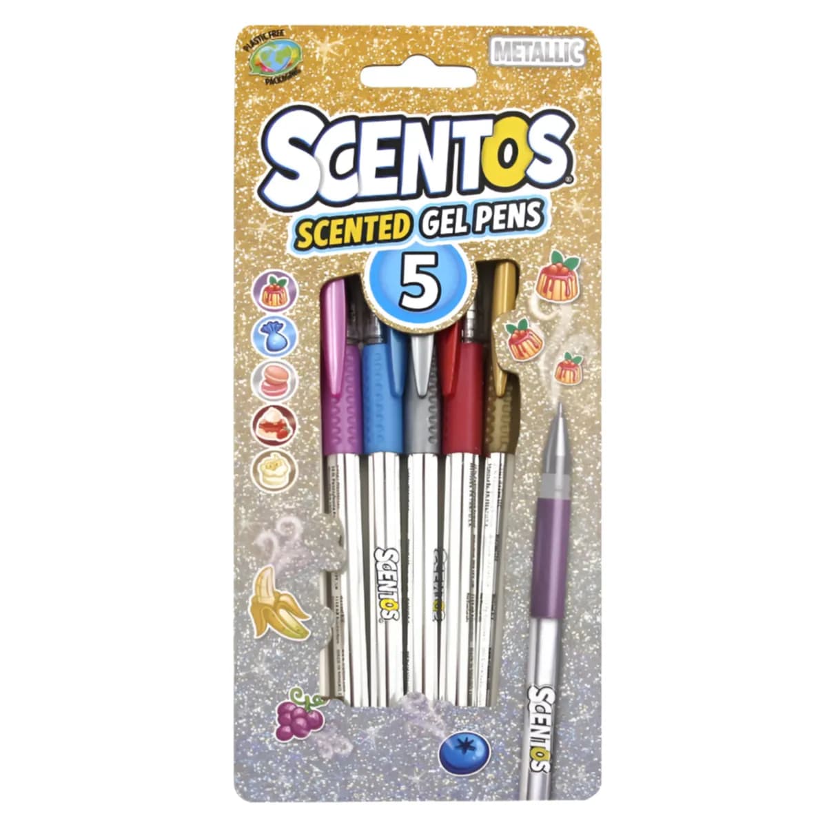 Metallic Scentos Scented Gel Pen - Pack of 5 - (PNFS58)