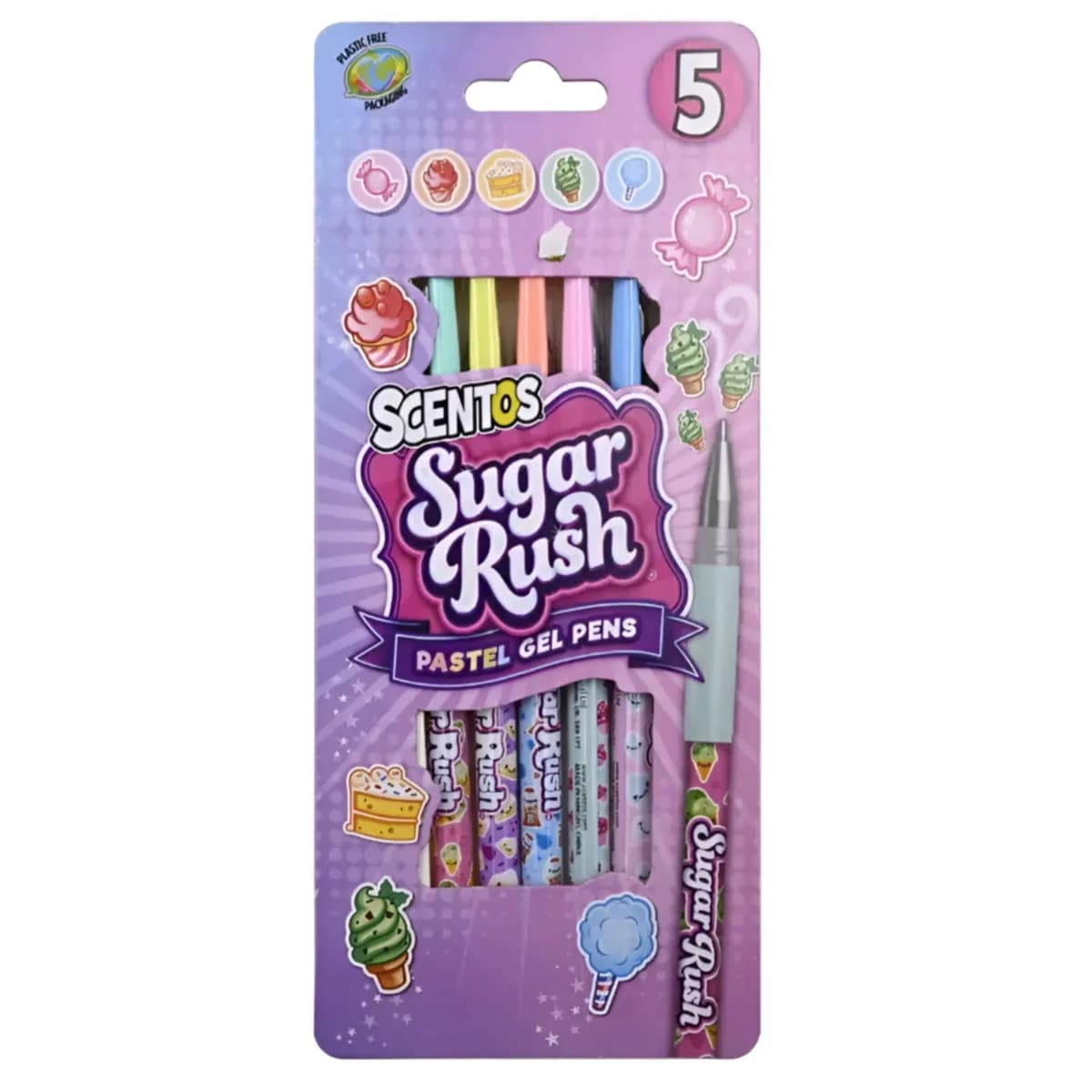 Scentos Sugar Rush Scented Pastel Gel Pens - Pack of 5 -(PNFS60)