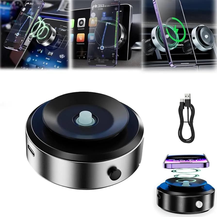 Magnetic Car Suction Cup Holder, Portable Vacuum Adsorption Magnetic Suction Cup Cell Phone Mount, Universal 360° Rotation Adjustable Wireless Charging Phone Holder for Windshield/Dashboard/Window