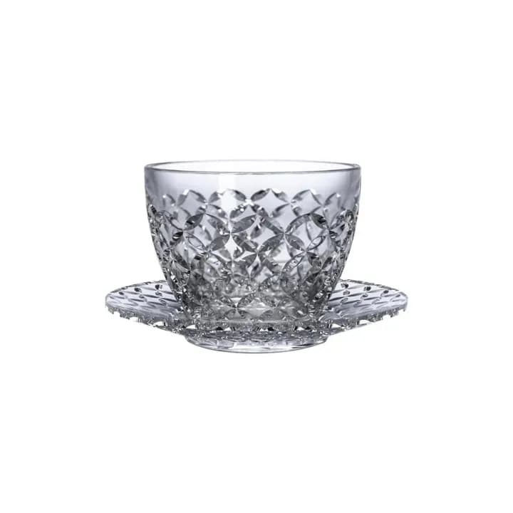 Vague 12 Piece pudding glass bowls 3.35 with saucers set crystal