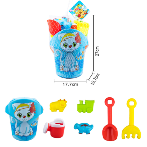 Cartoon Themed Bucket Beach Toys For Kids- 7 Pieces Set (BTRS27)