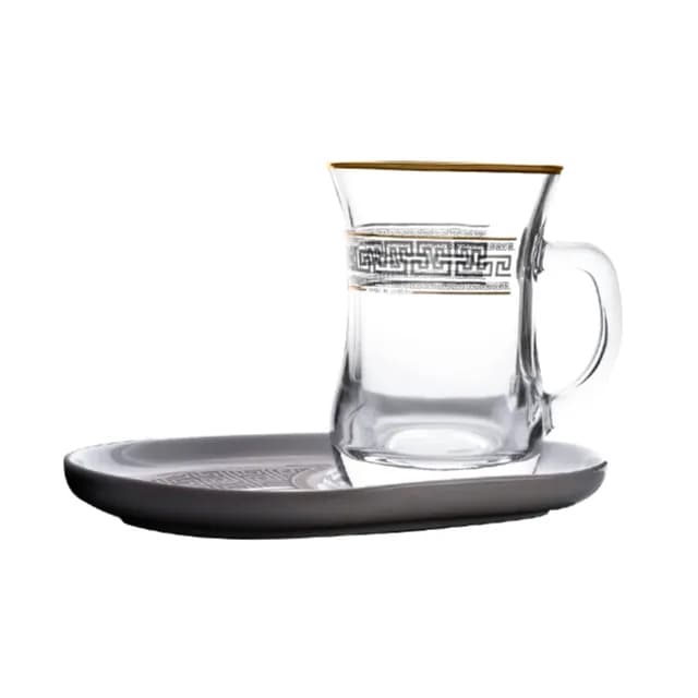 Dimlaj Glass Mug and Plate 4pcs Set