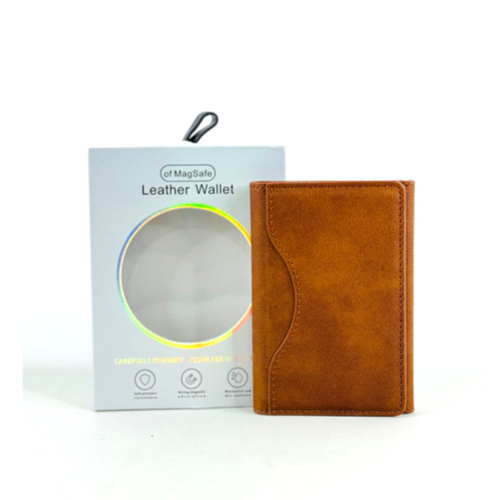 Of magsafe leather wallet strong magnetic safe pressure and waterproof brown