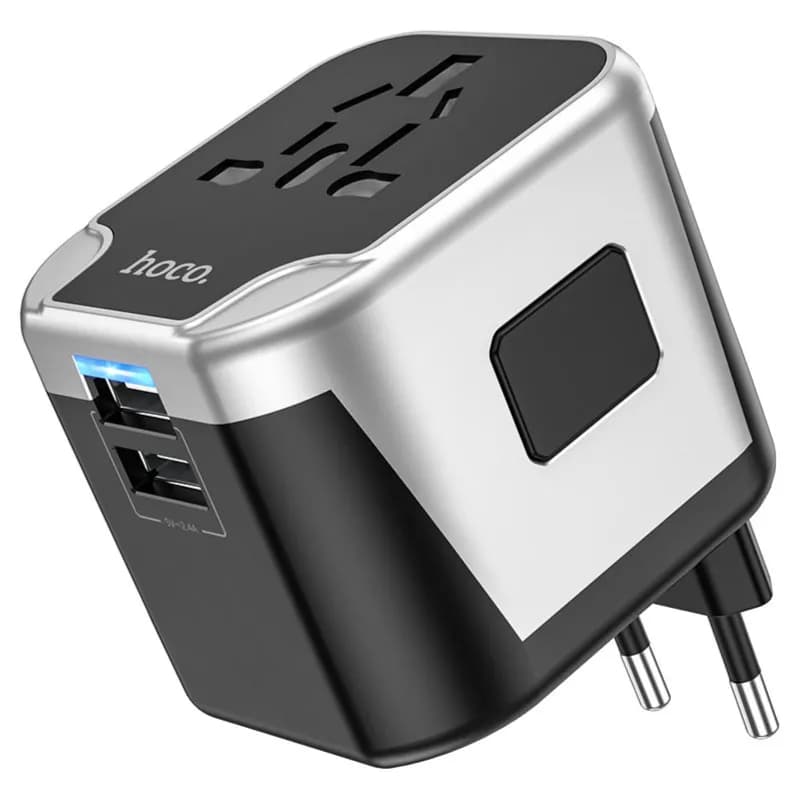 HOCO AC5 2USB+1SOCKET UNIVERSAL TRAVEL ADAPTER UK US EU AUS