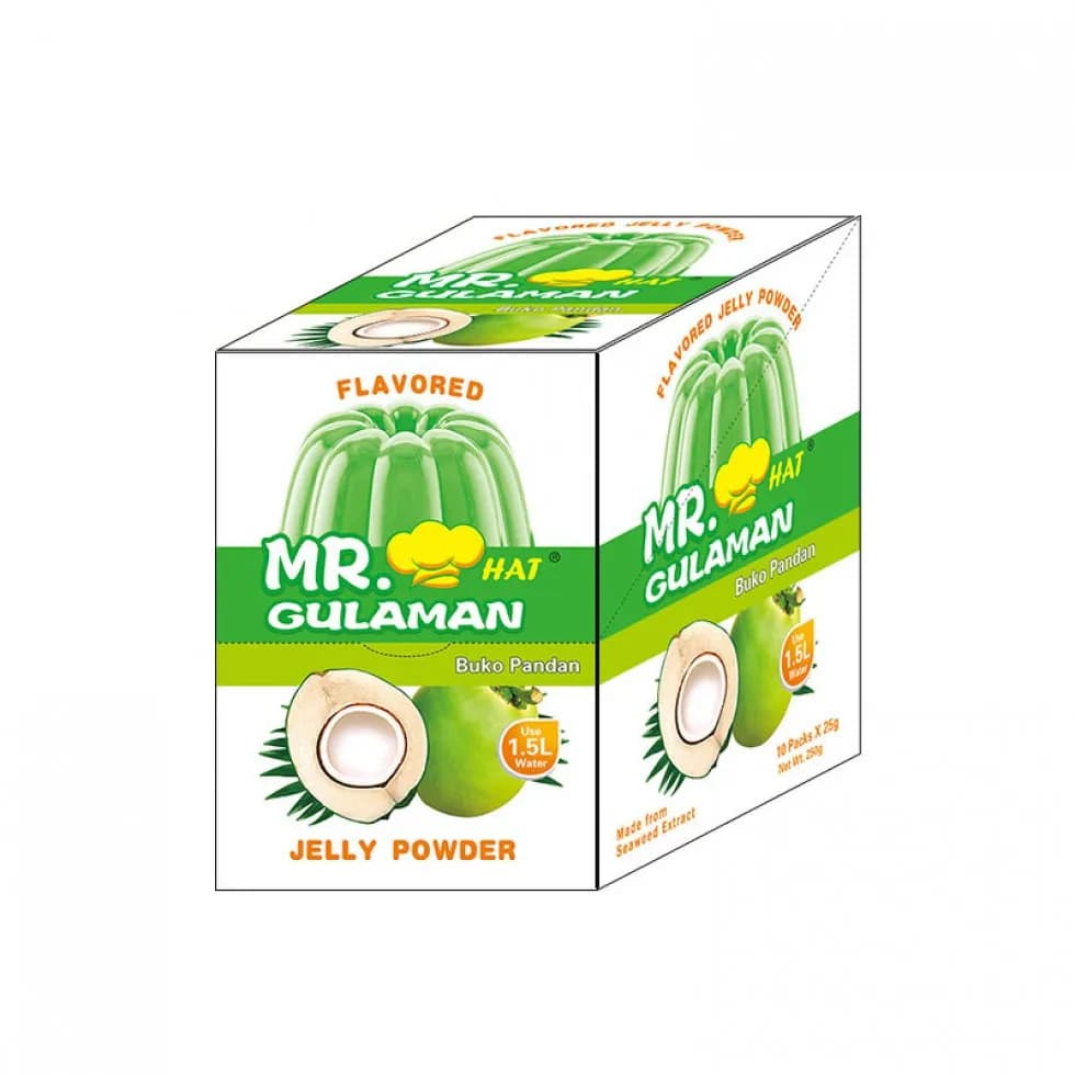 Mr. Hat Gulaman Jelly Powder Buko Pandan Flavor 10 Pcs X 25 G