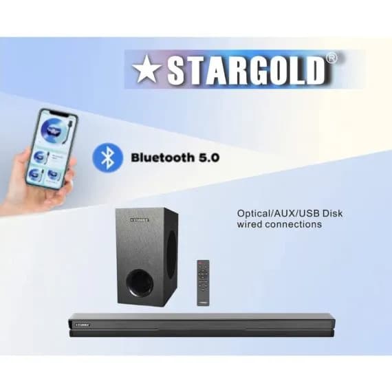 STARGOLD Home Theater Multimedia 2.1 Channel Speaker 70W Remote Control Via BT, USB, SD/MMC, SG-G2023 BLACK