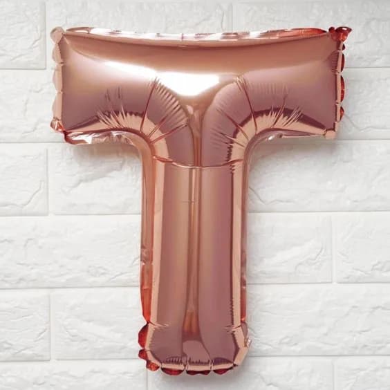 40 Inch Rose Gold Letter T Balloon With Helium