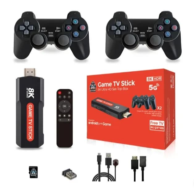 Game TV Stick With Android TV Ultra HD Set-Top-Box (With Joystick Controller X2)