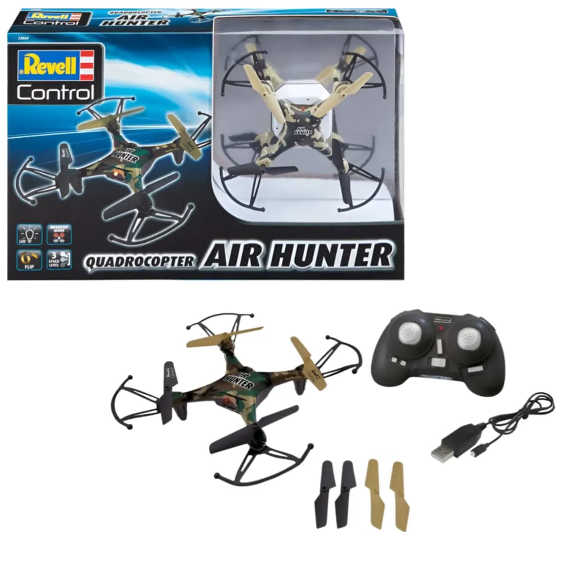 Revell Control RC Quadcopter Air Hunter 2.4ghz Aircraft Drone Toy For Kids - (DEFS12)