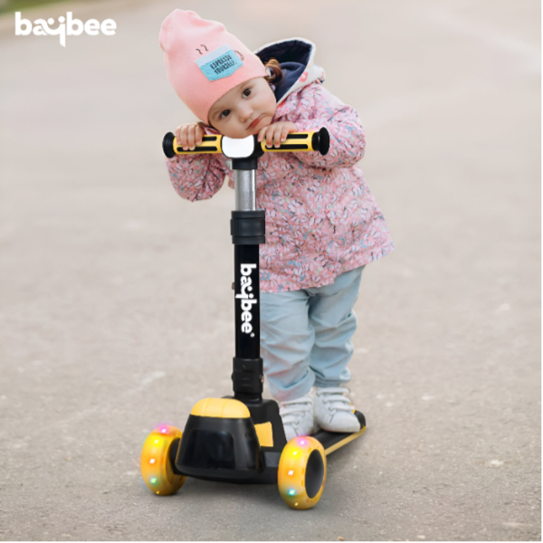 Baybee Height Adjustable 3 Wheel Kick Scooter for Kids-Yellow  (SRBY58)