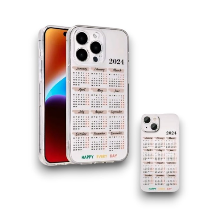 2024 Calendar UV Print Clean Case 2.0mm Thickening IPhone Cover 14 ProMax