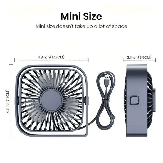 Stay Cool & Comfortable Portable USB Desk Fan (Grey)