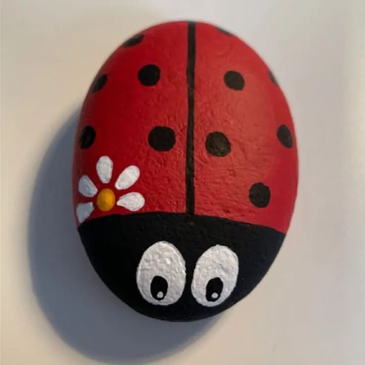 3pcs Lady Bugs Stone Art