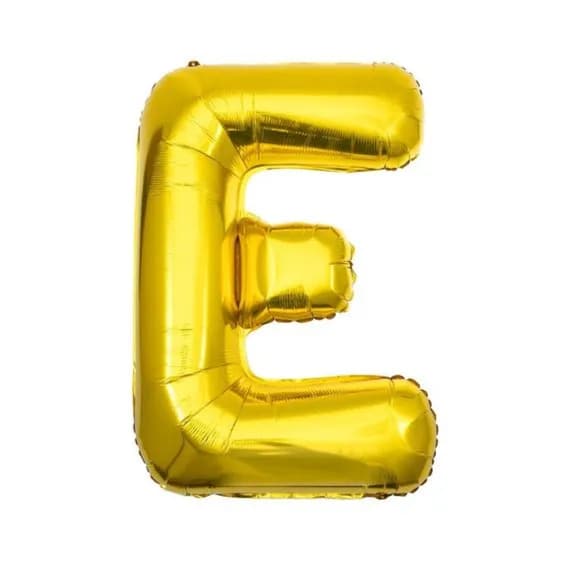 40 Inch Gold Letter E Balloon With Helium