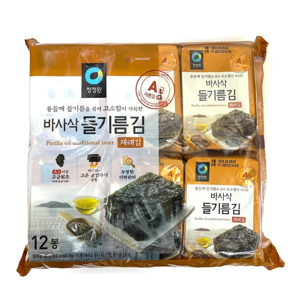 Daesang Perilla oil traditional seaweed 12 pcs