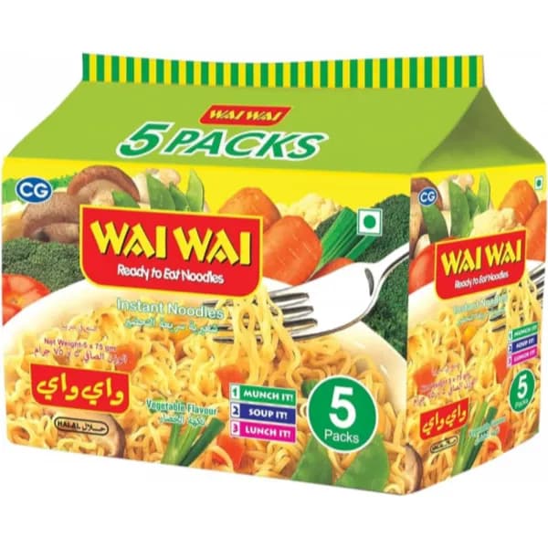 Wai Wai Vegetable Instant Noodles 75 g Pack Of 5