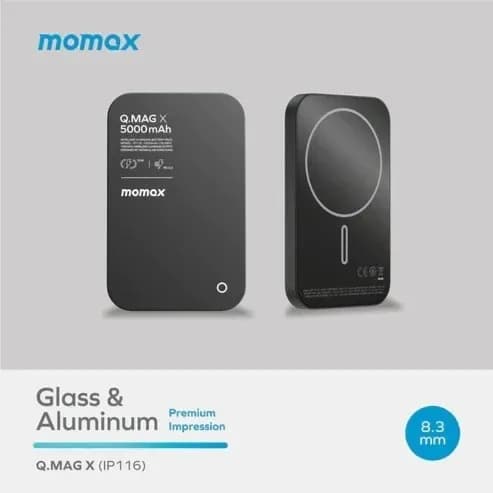 MOMAX - Q.Mag X 5000mAh Wireless battery pack BLACK IP116D