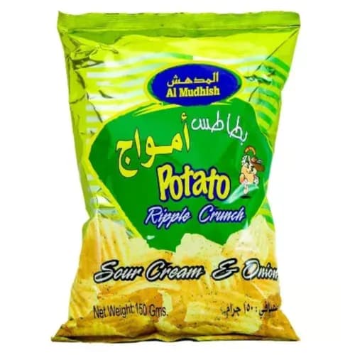 Al Mudhish Potato Ripple Crunch Sour Cream 150 Gm