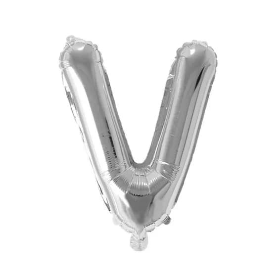 40 Inch Silver Letter V Balloon With Helium