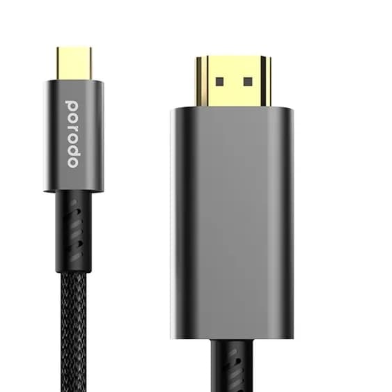 PORODO TYPE C TO HDMI CABLE FOR IPHONE 15 SERIES/IPAD/MAC BOOK/SMARTPHONE 4K RESOLUTION (1.8M)