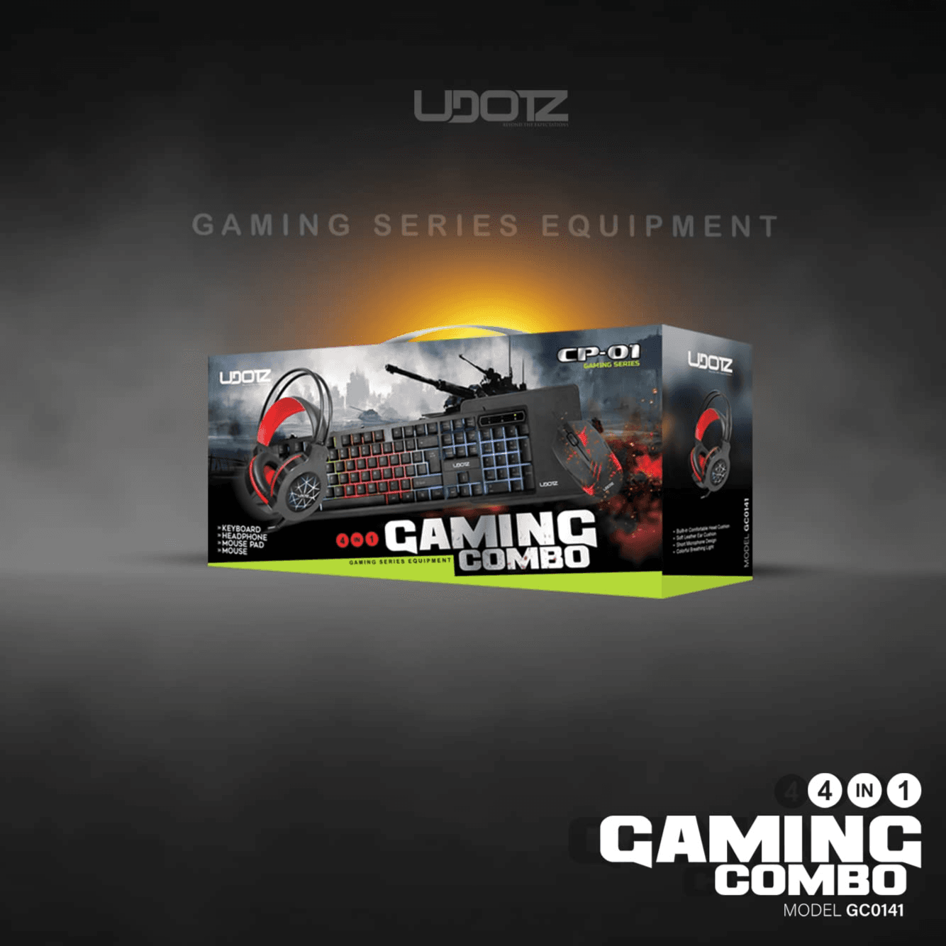 UDOTZ 4 in 1 Gaming Combo, CP-01 Gaming Series Equipment, Computer Gaming Accessories Keyboard | Mouse | Mouse Pad | Headphone All in One