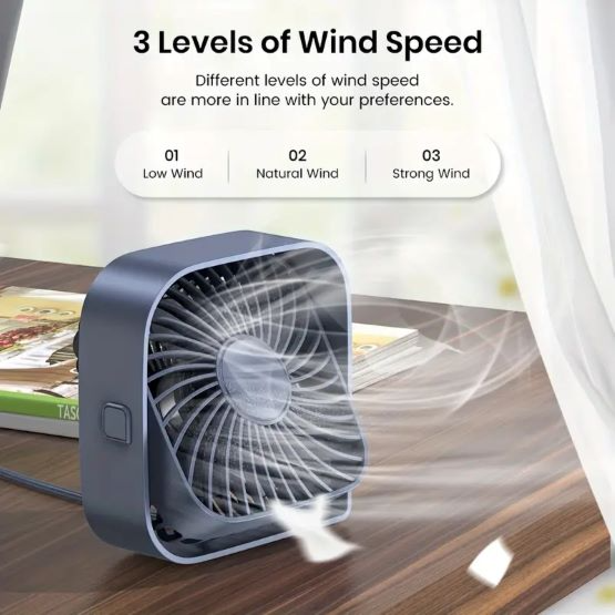 Stay Cool & Comfortable Portable USB Desk Fan (Grey)