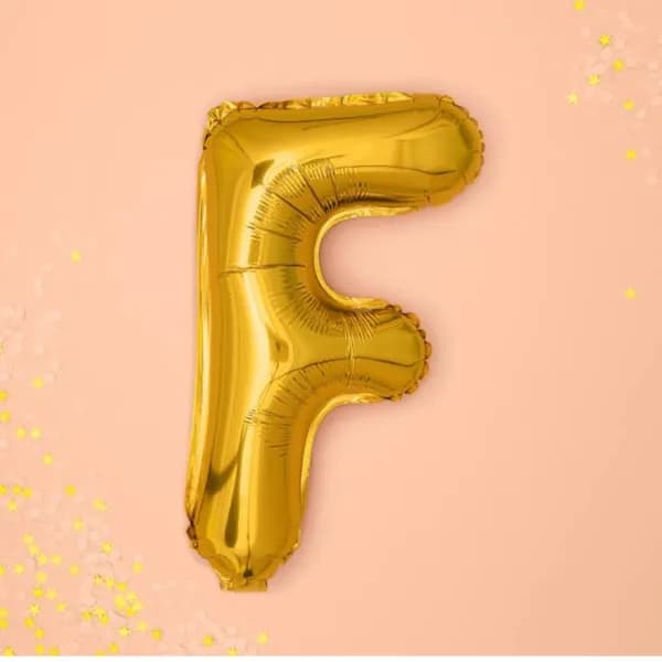 40 Inch Gold Letter F Balloon With Helium