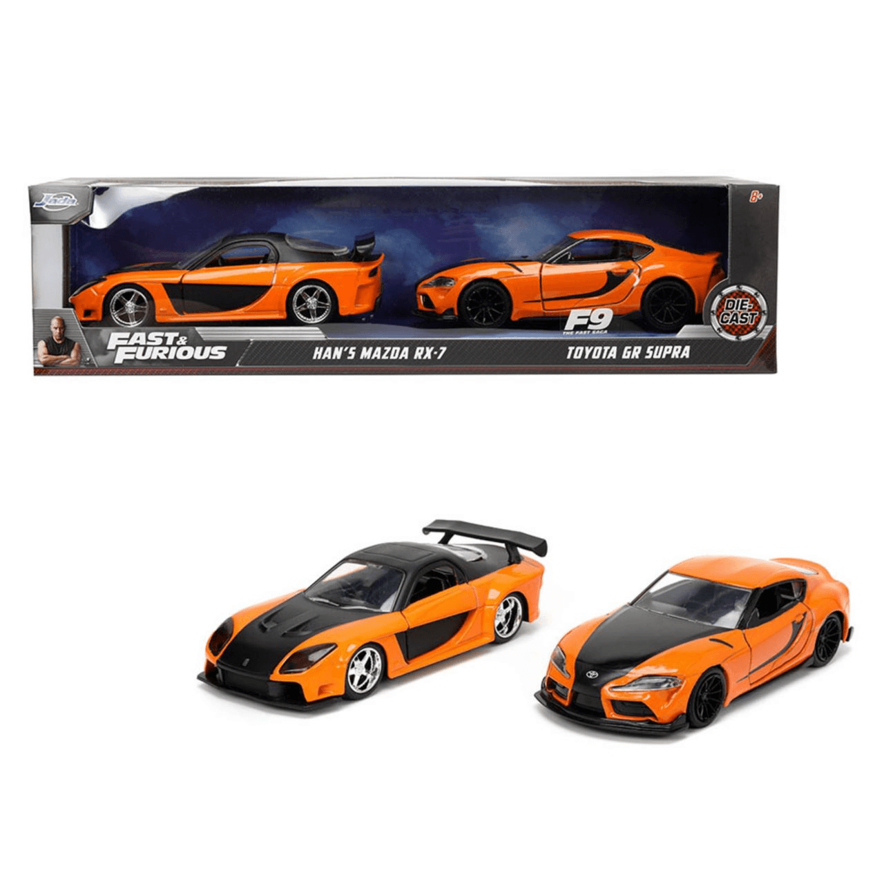 Jada Die Cast Fast & Furious  F9 Han's Mazda RX7 & Toyota GR Supra Twin Pack (1:32 Scale)