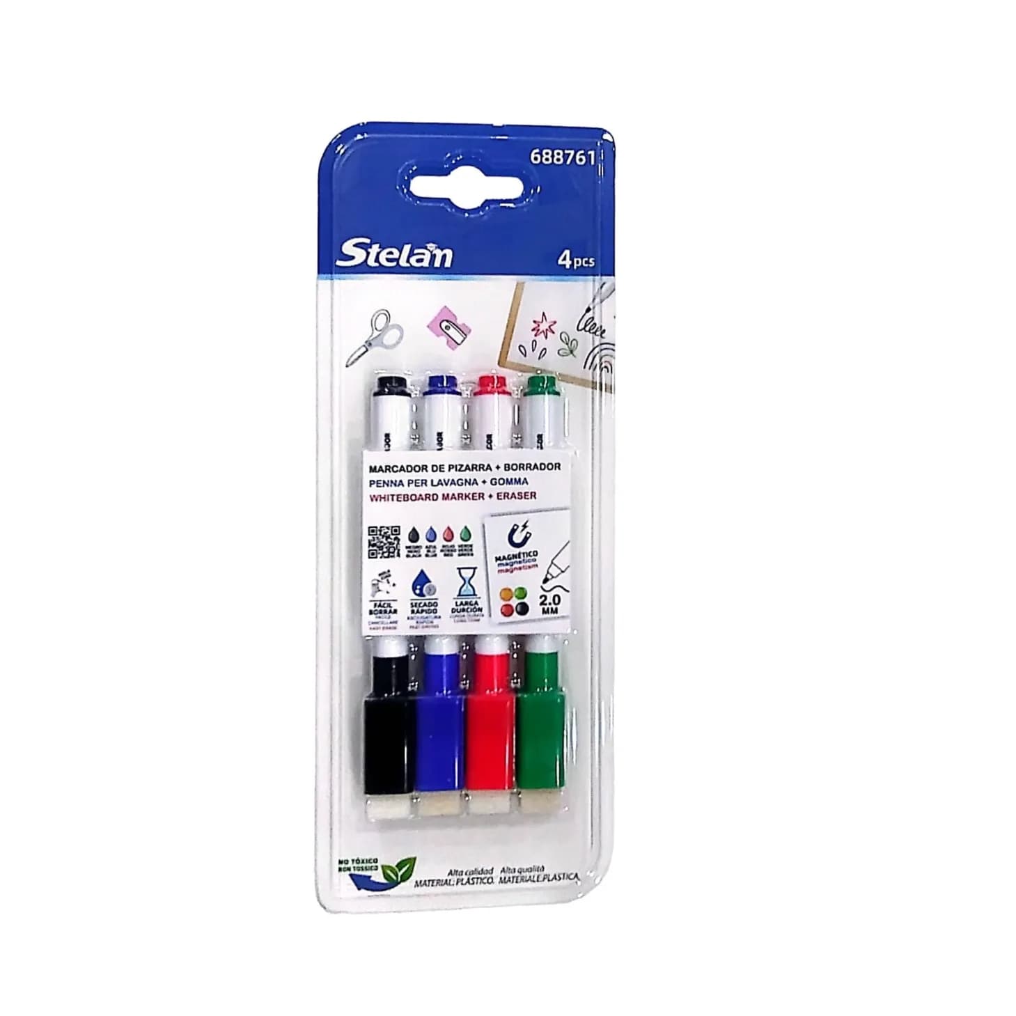 Whiteboard Marker + Eraser 1x4 Pcs